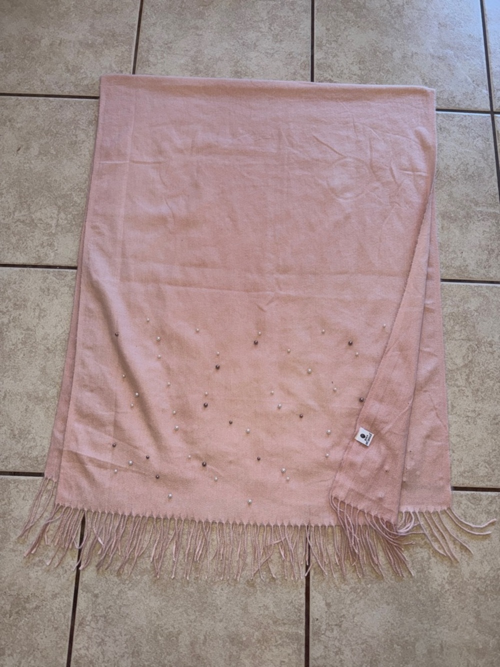 Jessica McClintock Pale Pink Beaded Fringe Wrap